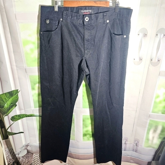 Alberto Jeans Mens 38x34 Black Stone - 1 Surprise Modern Fit Dark Denim Jeans - Picture 1 of 12